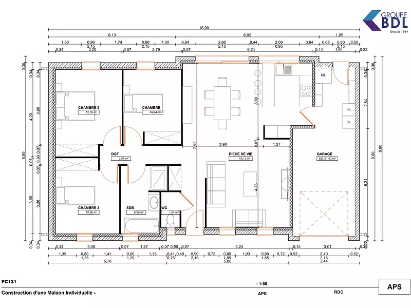 Maison neuve, 90,45 m² - Seboncourt (02110)