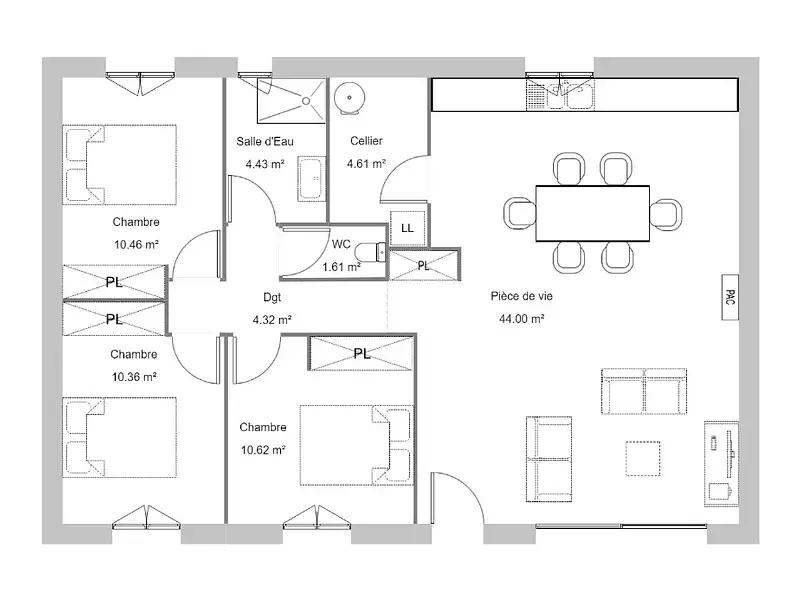 Maison neuve, 90 m² - Loubajac (65100)