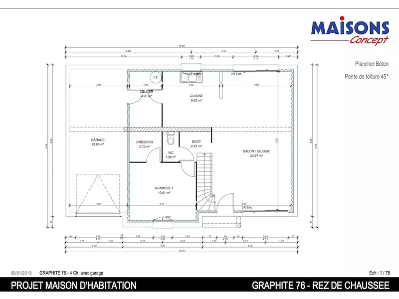 Maison neuve, 99 m² - Mer (41500)