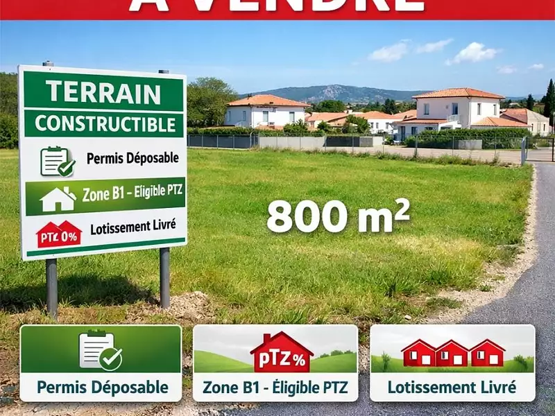 Terrain à bâtir, 800 m² - Rochefort-du-Gard (30650)
