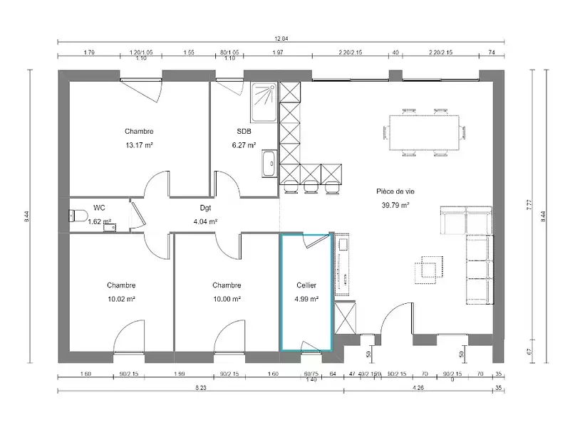 Maison neuve, 90 m² - Courchelettes (59552)