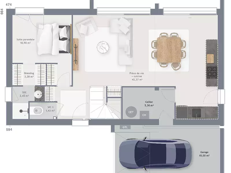 Maison neuve, 115 m² - Héricy (77850)