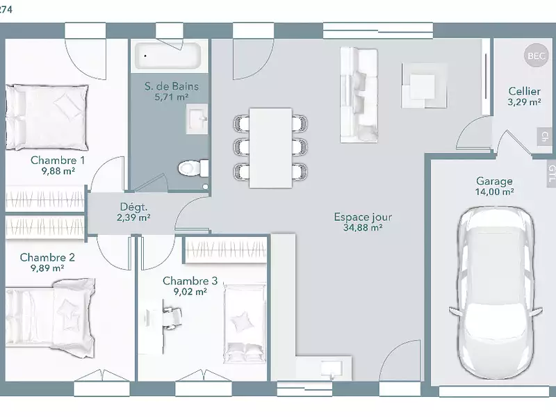 Maison neuve, 75 m² - Vers-Pont-du-Gard (30210)