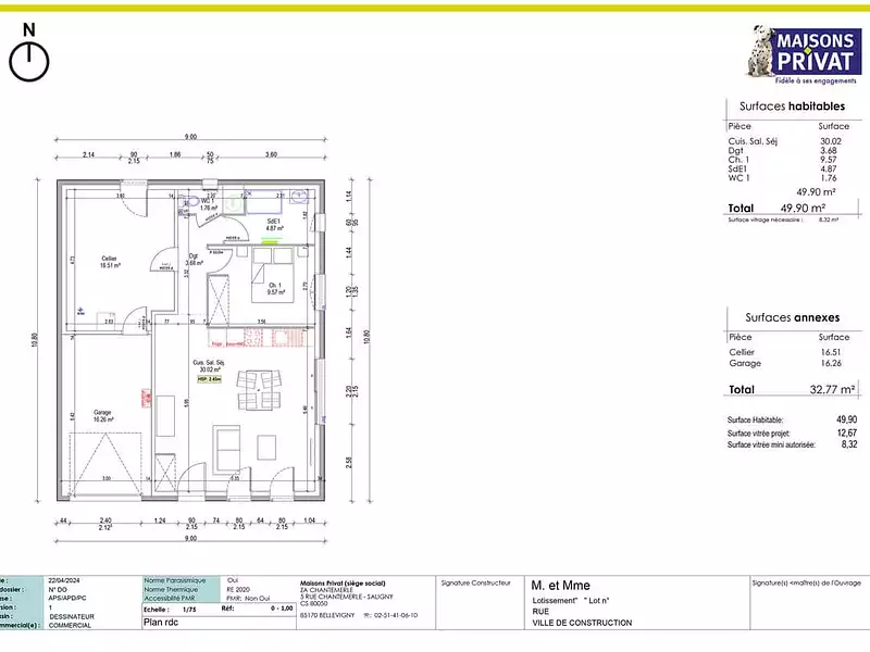 Maison neuve, 50 m² - Sainte-Hermine (85210)