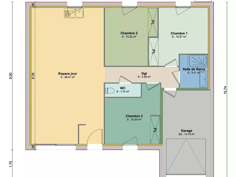 Maison neuve, 76 m² - Saint-Aubin-Epinay (76160)