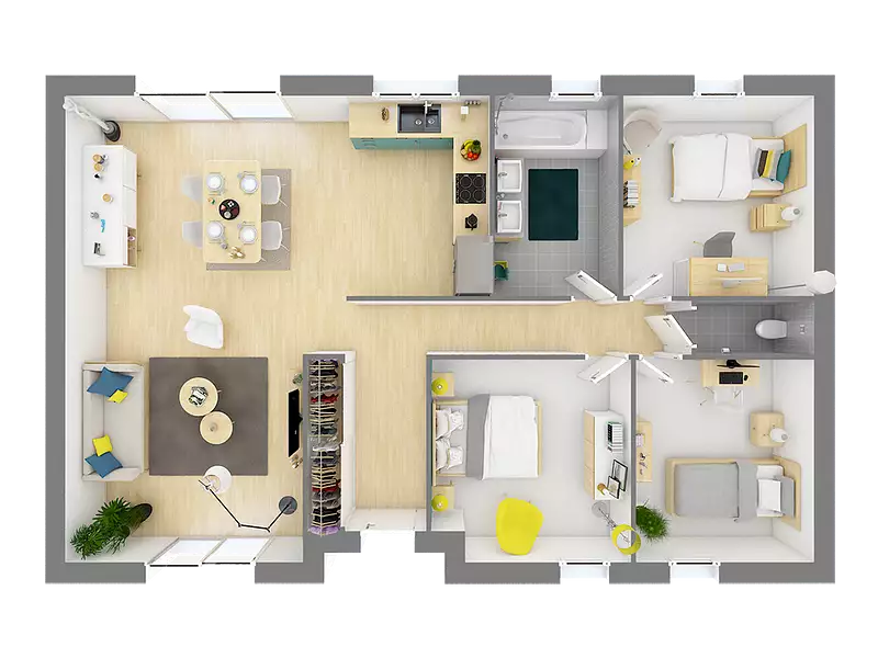 Maison neuve, 95,3 m² - Saint-Vaast-d'Equiqueville (76510)