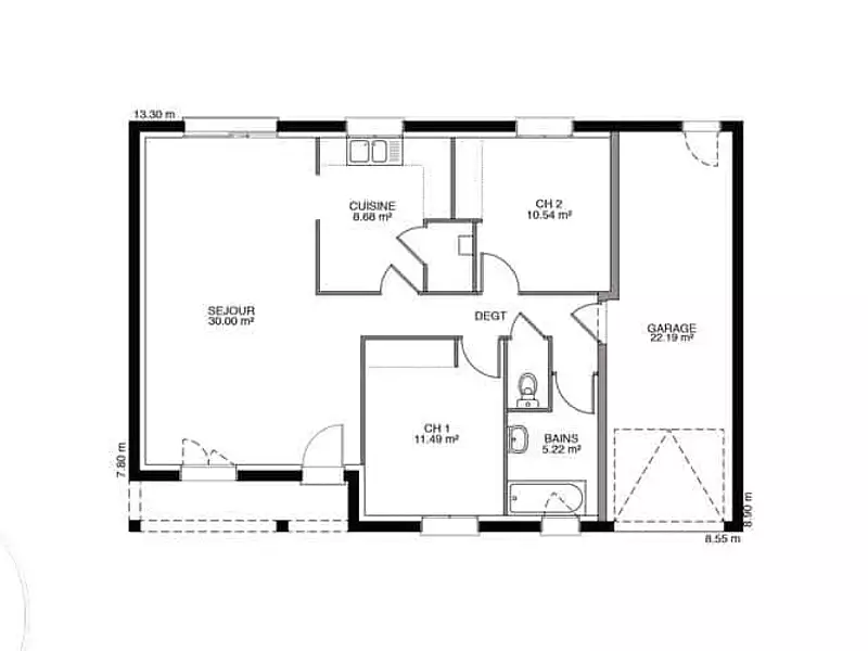 Maison neuve, 100 m² - Longvic (21600)