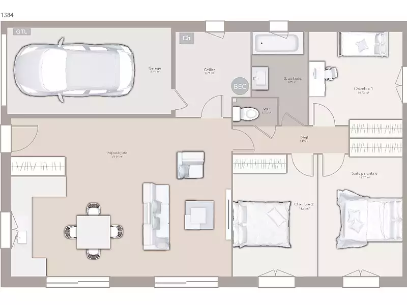 Maison neuve, 90 m² - Saint-Bénigne (01190)