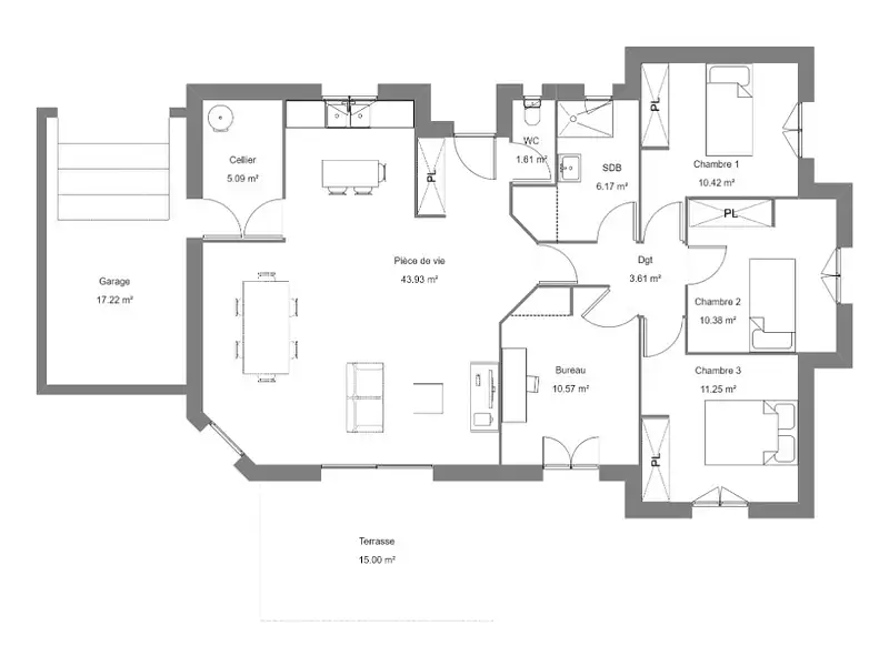 Maison neuve, 106 m² - Bordères-sur-l'Echez (65320)