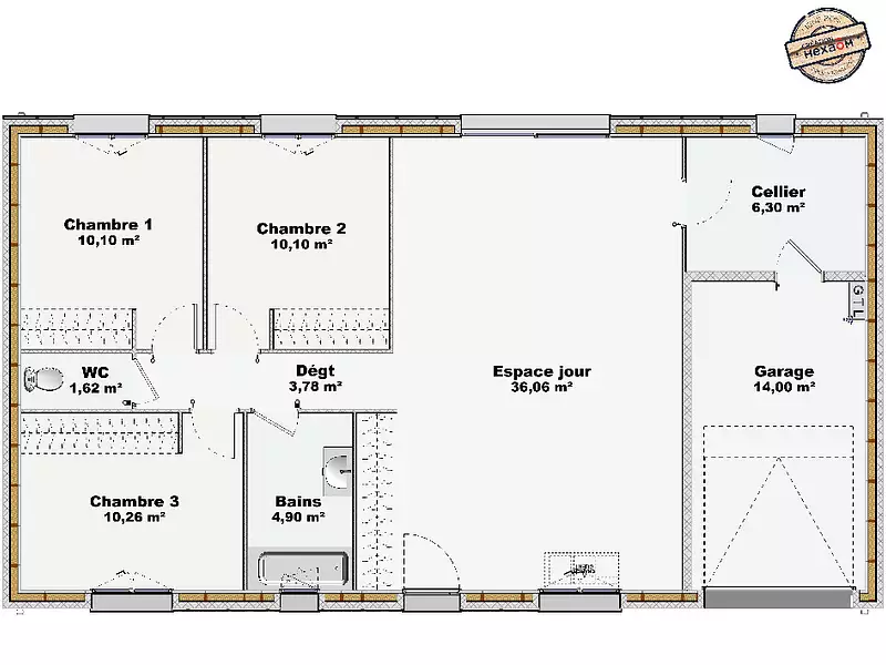 Maison neuve, 83 m² - Campagne-lès-Guines (62340)