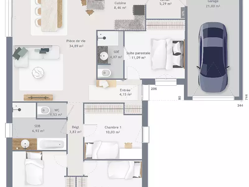Maison neuve, 106 m² - Les Ecrennes (77820)