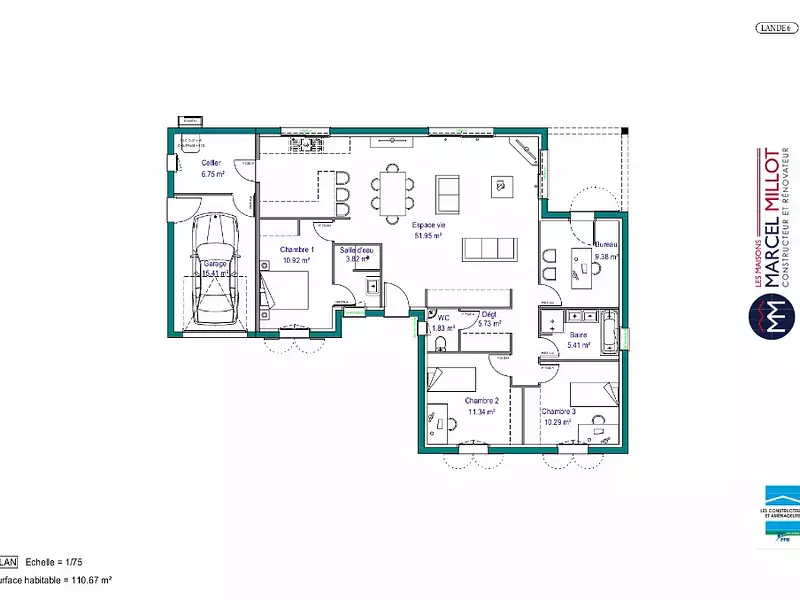 Maison neuve, 111 m² - Razès (87640)