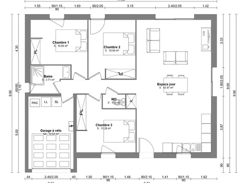 Maison neuve, 76 m² - Saint-Martin-de-Fontenay (14320)