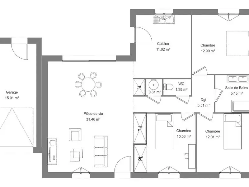 Maison neuve, 90 m² - Cases-de-Pène (66600)