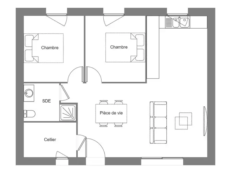 Maison neuve, 57 m² - Cast (29150)