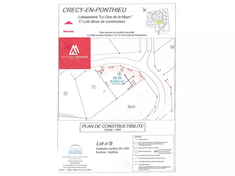 Terrain à bâtir, 633 m² - Crécy-en-Ponthieu (80150)