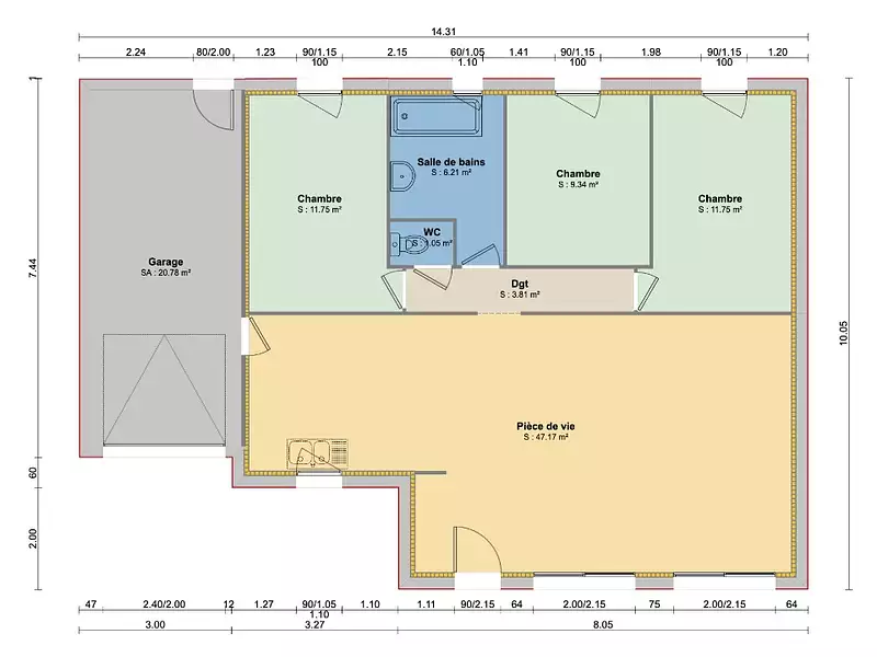 Maison neuve, 90 m² - Fresne-le-Plan (76520)