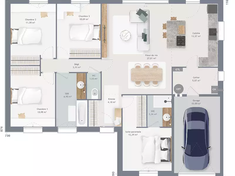 Maison neuve, 105 m² - Montcourt-Fromonville (77140)