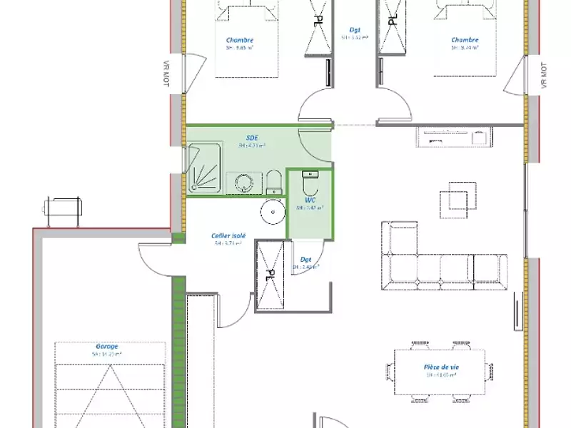 Maison neuve, 98 m² - Manerbe (14340)