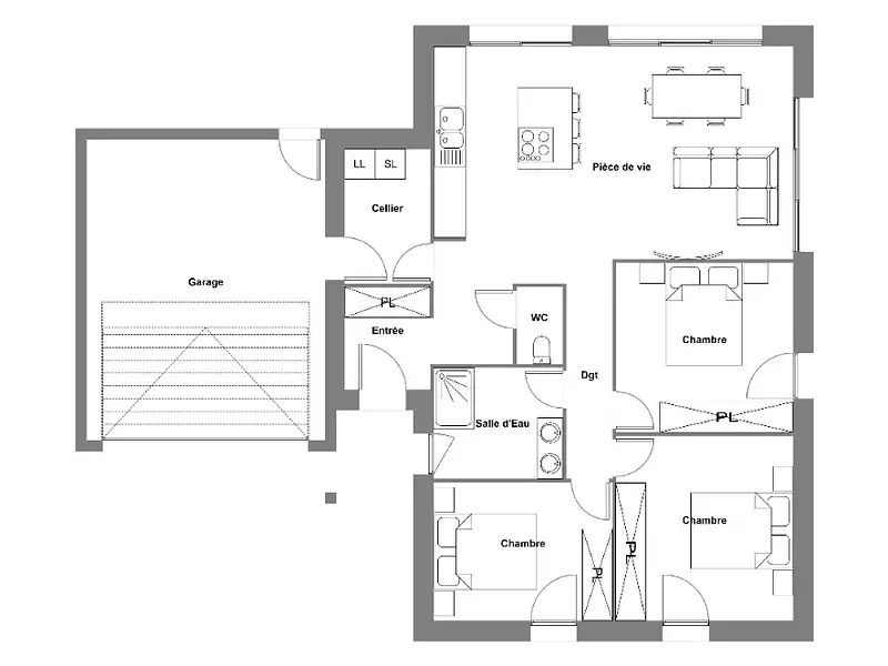 Maison neuve, 130 m² - Plogastel-Saint-Germain (29710)