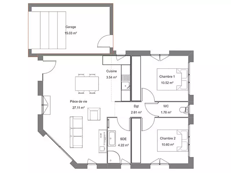 Maison neuve, 61 m² - Saubusse (40180)