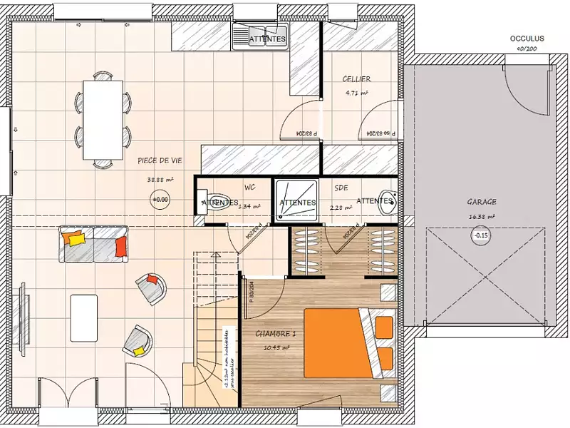 Maison neuve, 96 m² - Val d'Erdre-Auxence (49370)