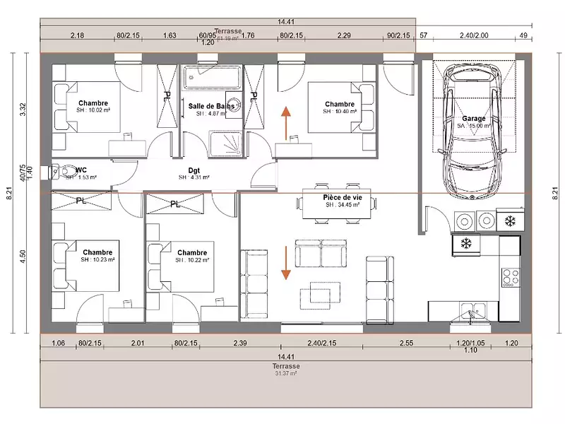 Maison neuve, 86 m² - Mas-Saintes-Puelles (11400)