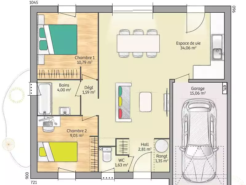 Maison neuve, 65 m² - Vénestanville (76730)