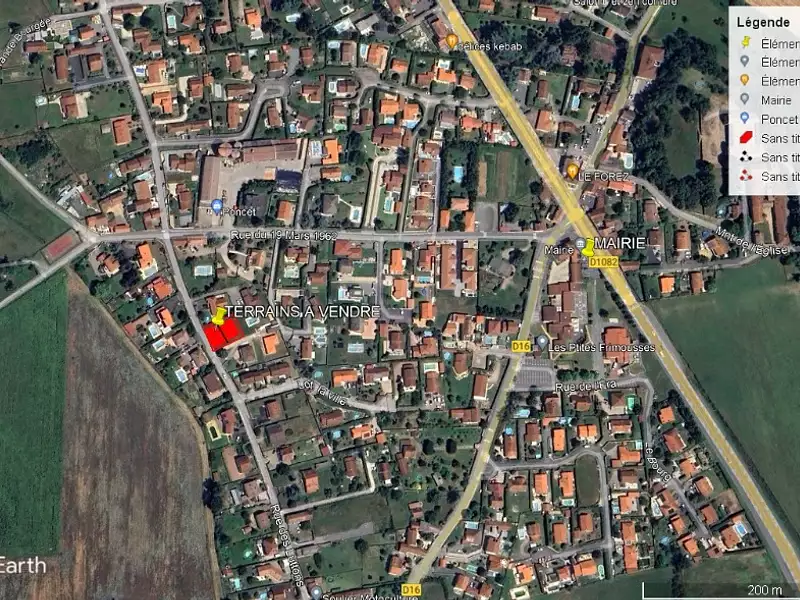 Terrain à bâtir, 376 m² - Cuzieu (42330)
