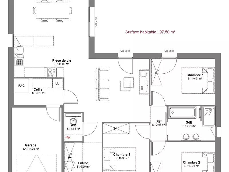 Maison neuve, 97 m² - Mettray (37390)