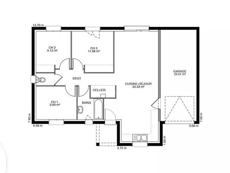 Maison neuve, 88 m² - Recologne (25170)