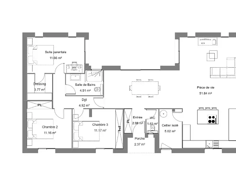 Maison neuve, 110 m² - Merville (31330)