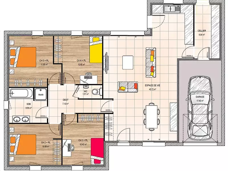 Maison neuve, 100 m² - Saint-Laurent-des-Autels (49270)