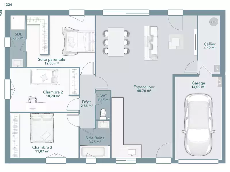Maison neuve, 90 m² - Merville (31330)