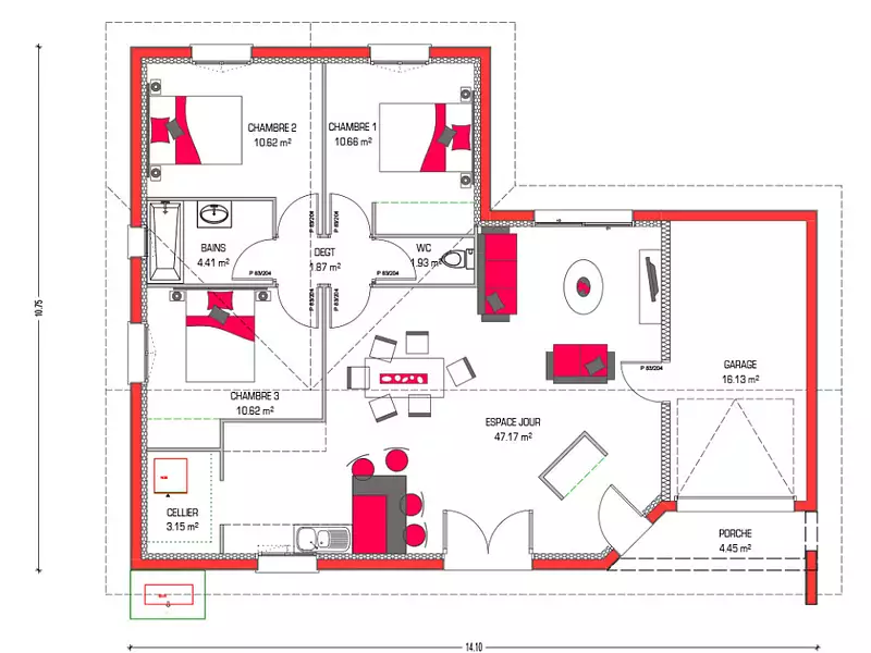 Maison neuve, 90 m² - Urcuit (64990)