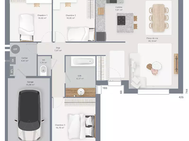Maison neuve, 85 m² - Rubelles (77950)