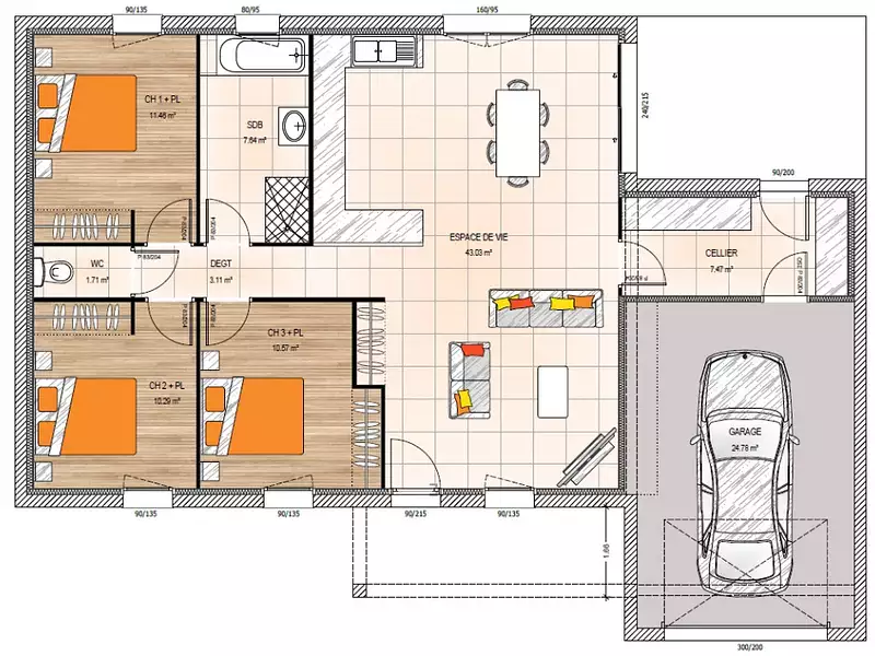 Maison neuve, 95 m² - Saint-Rémy-en-Mauges (49110)