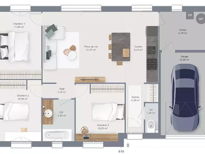 Maison neuve, 80 m² - Noeux-les-Mines (62290)
