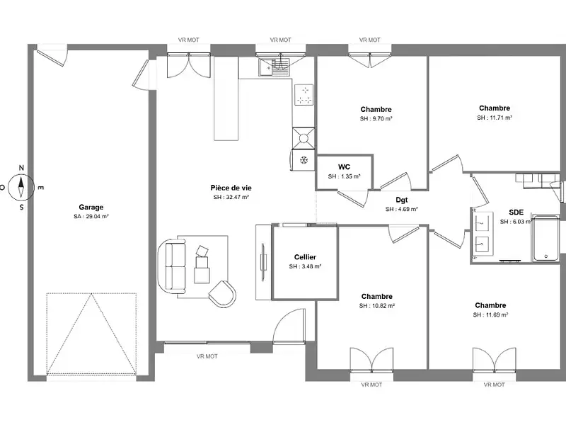 Maison neuve, 90 m² - Le Subdray (18570)
