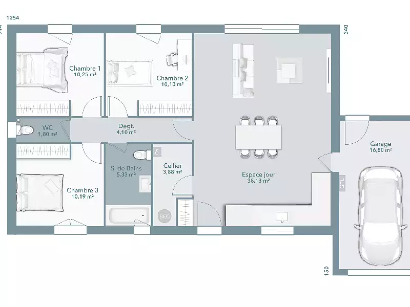Maison neuve, 83 m² - Léguevin (31490)