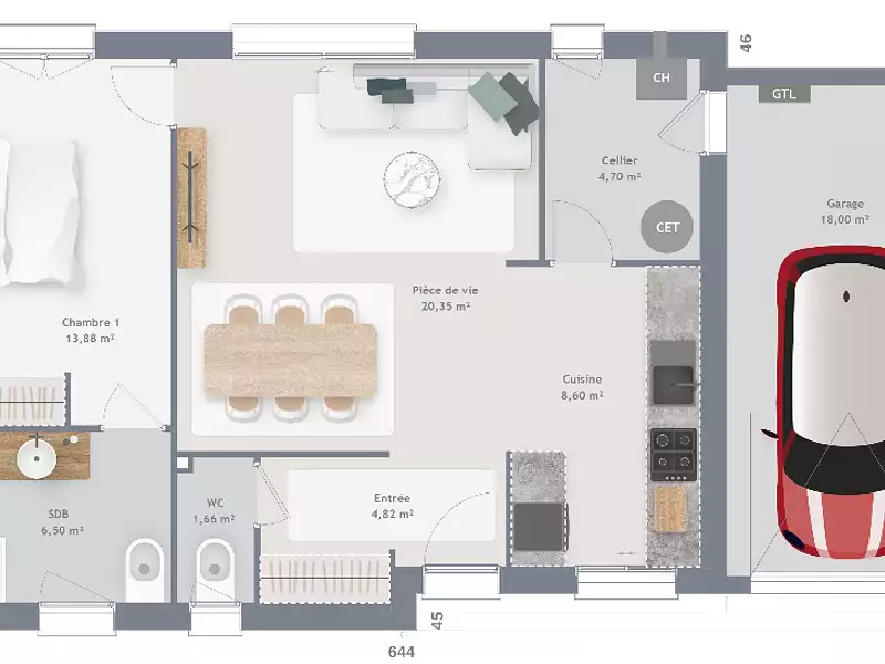 Maison neuve, 60 m² - Vernon (27200)