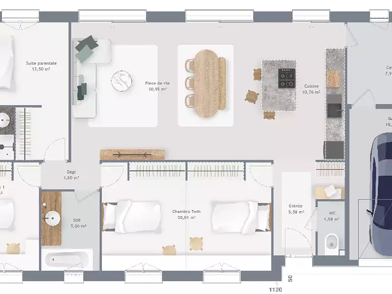 Maison neuve, 110 m² - Fretin (59273)