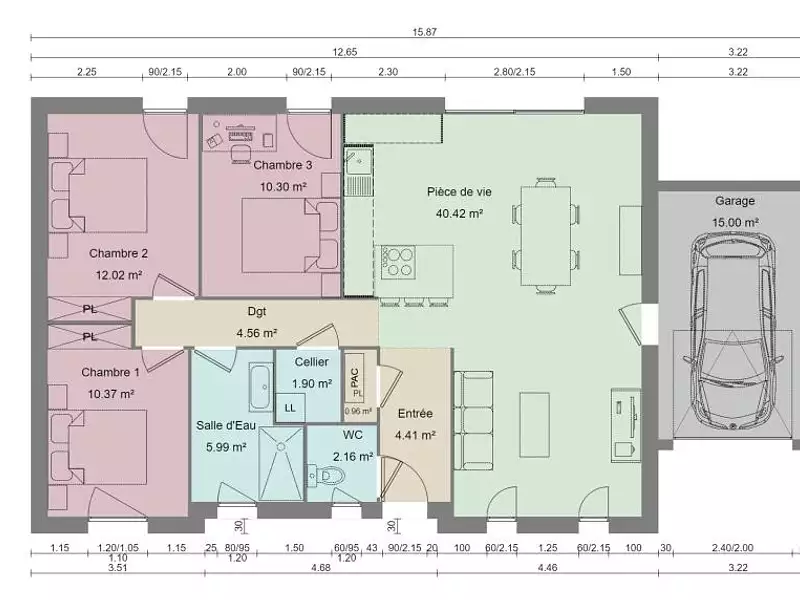 Maison neuve, 93 m² - Bourthes (62650)