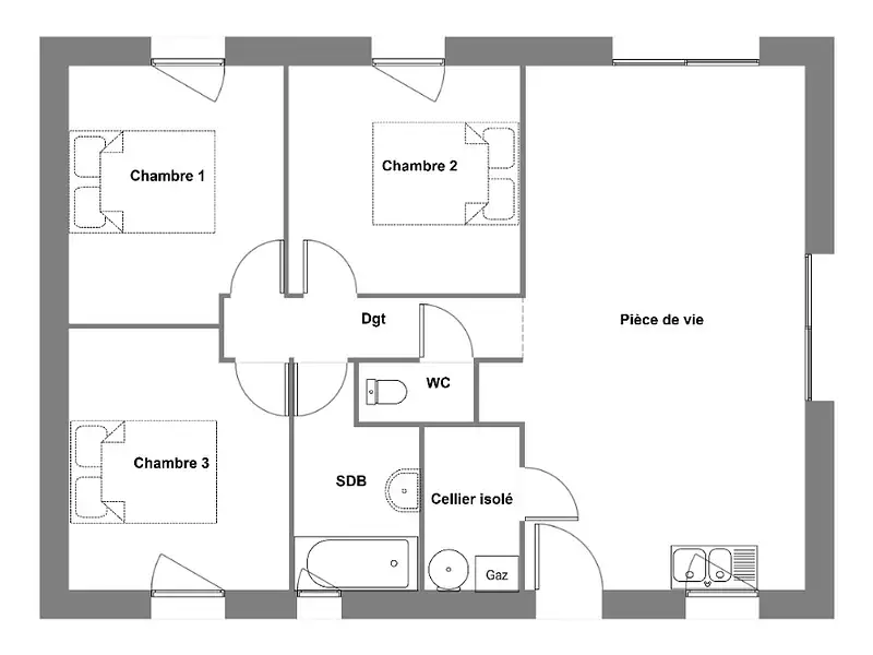 Maison neuve, 70 m² - Paimboeuf (44560)